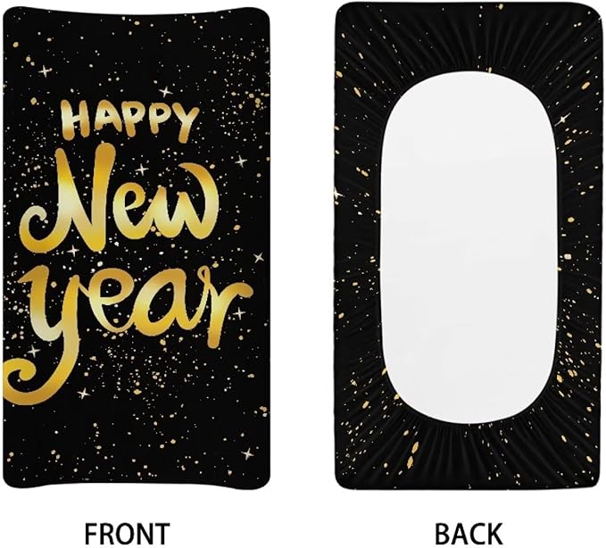 Changing Pad Cover Lightweight Waterproof Universal Tray Table Mat Cozy Washable Stretchy Diaper Changing Mat Cover Happy New Year Breathable Cradle Sheets