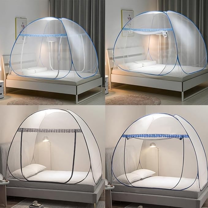 Pop Up Mosquito Net for Bed, Portable Camping Travel Mosquito Netting Bed Tent, Canoy Bed Tent Suit for Twin Full Queen King Size Bed, Mosquito Net Tent for Kids Girls Boys Bedroom