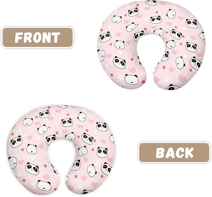 Panda Paw Heart Nursing Pillow Cover for Newborn U-Shaped Breastfeeding Pillow Slipcover Hidden Zipper Design Soft and Skin-Friendly
