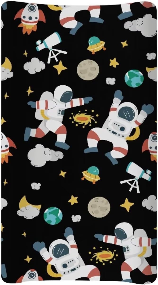 Astronaut Space Baby Changing Pad Cover Stretchy Changing Table Cover Breathable Nursery Pad Change Cover Fit 32"x16" Contoured Pad