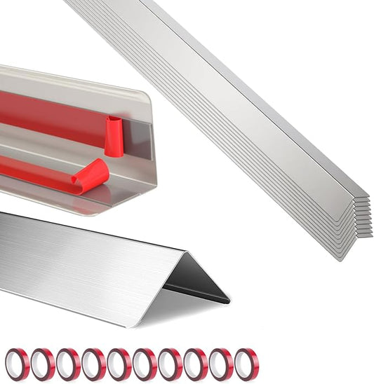 2x2x48 Inch 304 Stainless Steel Wall Corner Guards (10-Pack), Heavy Duty 90° Rounded Corner Protector, Smooth Folded Edge Metal Wall Edge Guard, Wall Corner Trim for Home & Commercial Wall Protection