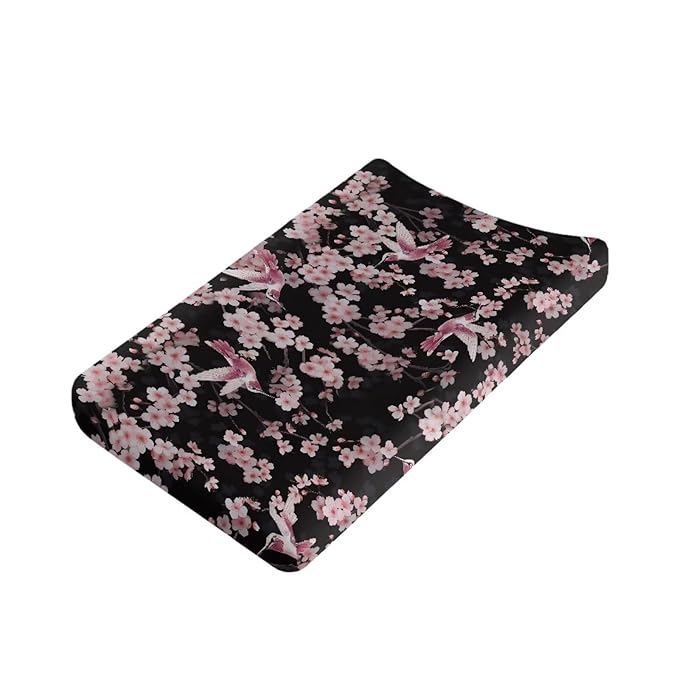 Hummingbird Flower Changing Pad Cover Baby Girls Boys Diaper Change Table Sheet Cover Stretchy Changing Table Covers Soft Breathable
