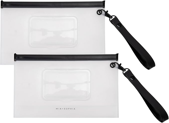 MIA + SOPHIA Set of 2 Baby Wipe Holder, Portable Reusable Wipes Pouch, Stylish Travel Wipes Case, Baby Wipes Dispenser, Wipes Stay Moist Longer, Attaches Easily with Included Wristlet