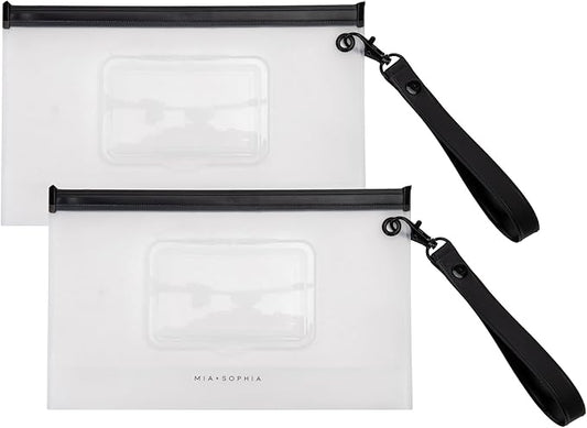 MIA + SOPHIA Set of 2 Baby Wipe Holder, Portable Reusable Wipes Pouch, Stylish Travel Wipes Case, Baby Wipes Dispenser, Wipes Stay Moist Longer, Attaches Easily with Included Wristlet