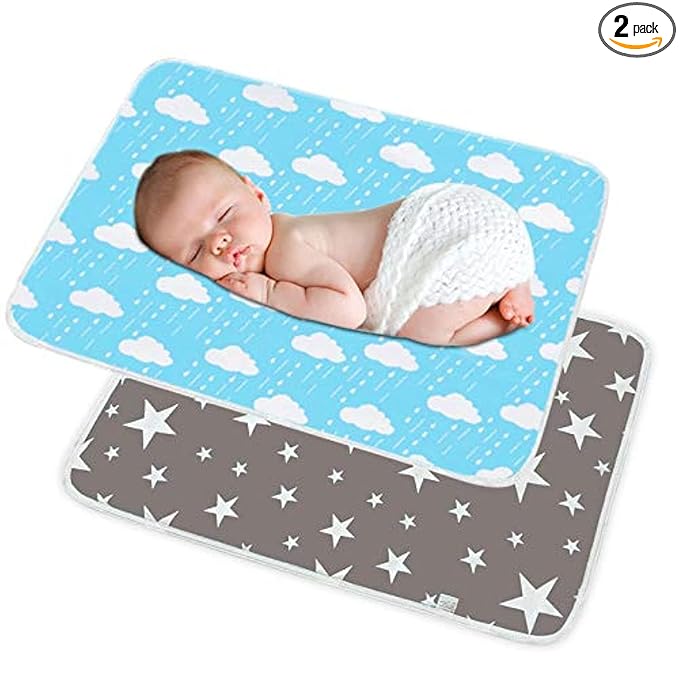 Waterproof Baby Diaper Changing Pad Multi Function Diaper Change Mat for Girls Boys Newborn - Leak Proof Sanitary Mats for Home and Outdoor, Travel,Premium Liners 19.6X27.5 in (Grey&Blue)