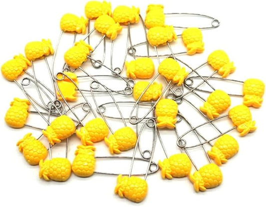 Cute Fruit Pineapple Baby Safety Pins Secure Clips for Fastening Baby Clothes Diaper Napkins Stainless Steel Size L 5.3CM 30PCS