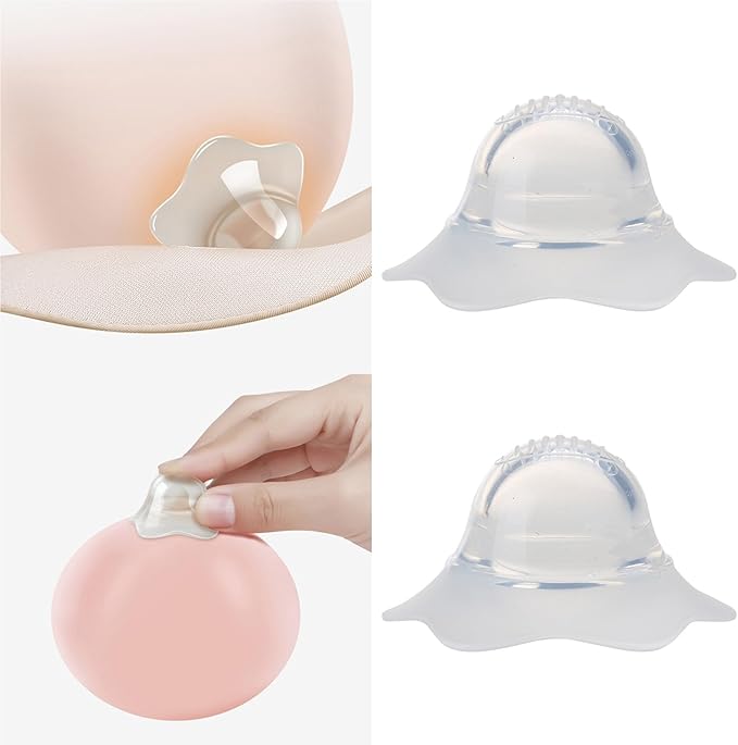 2Pcs for Silver Silicone Nipple Corrector Petal-Shaped Extractor Suction De Silicone