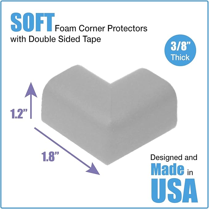 KidKusion Child Safety Corner Cushion | Taupe | 12 Pack | Made in USA, Child Safety, Child Proofing Corner Guard, Home Furniture Safety Bumper, Baby Proof Table Protector