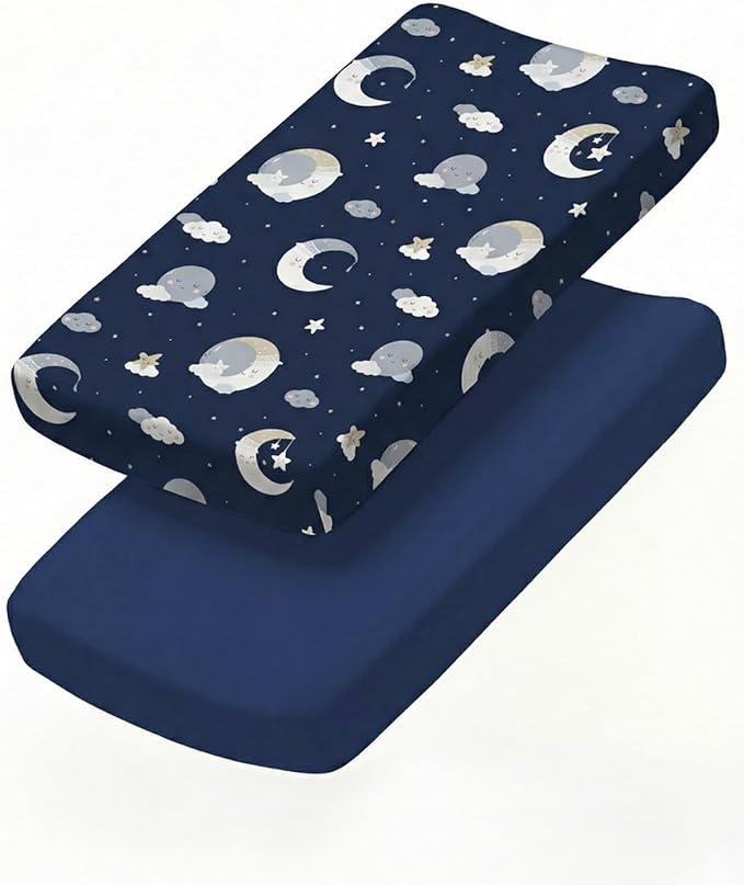 Changing Pad Cover - Pack of 2 Soft Unisex Diaper Change Microfiber Table Sheets - Fits 32"x16" Contoured Pad - Changing Pad Cover for Baby Boys & Girls - Snug, Machine Washable - Oeko-Tex, Dream Sky