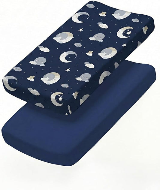 Changing Pad Cover - Pack of 2 Soft Unisex Diaper Change Microfiber Table Sheets - Fits 32"x16" Contoured Pad - Changing Pad Cover for Baby Boys & Girls - Snug, Machine Washable - Oeko-Tex, Dream Sky