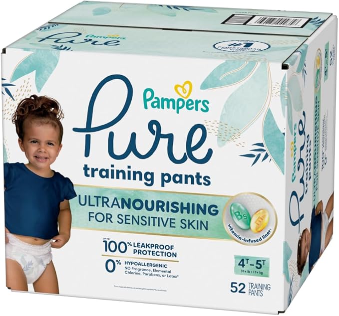 Pampers Pure Protection Training Underwear, Unisex, Size 4T5T, 52 Count, Premium, Hypoallergenic, Soft, Absorbent