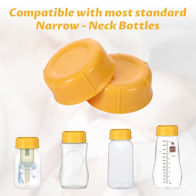 10Pcs Narrow Bottle Caps Compatible with Dr Brown's, for Medela, for Ameda, Storage Travel Caps Replacement for Dr Brown, Leak Proof Lids with Sealing Gasket, Fits Narrow Neck Bottles(Orange)