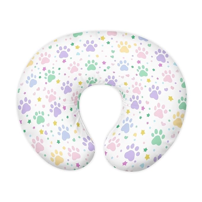 Colored Paw Nursing Pillow Cover Stretchy Removable Nursing Covers for Breastfeeding Pillows Ultra Soft Newborn Feeding Pillow Cover Baby Essentials