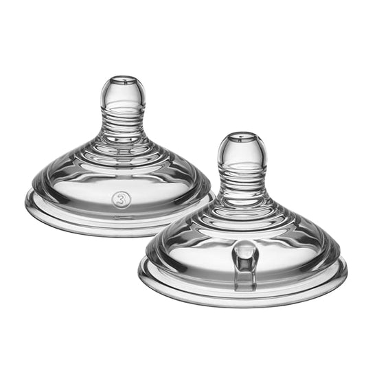Tommee Tippee Natural Start Baby Bottle Nipples, Breast-Like for A Natural Latch, Anti-Colic Valve, Soft Silicone, Thicker Feed, 6+ Months, Pack of 2