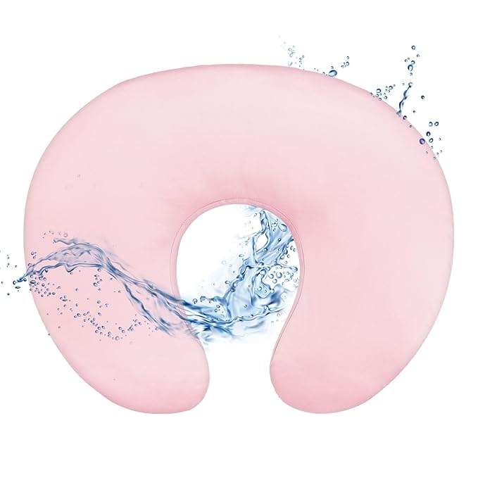 Hooyax Baby Waterproof Nursing Pillow Cover, Stretchy Nursing Covers for Breastfeeding Pillows, Adorable Infant Feeding Pillow Slipcover for Baby Boy and Girls (Pink)