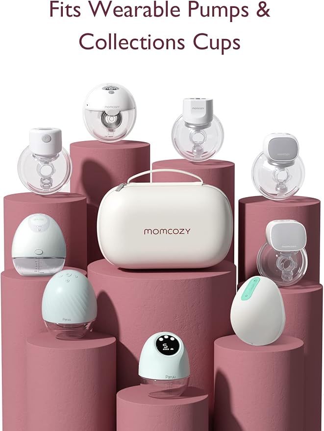 Momcozy Breast Pump Storage Bag, Hard Shell Case with Removable Tray, Watertight Breast Pump Storage Bag for Pumping Bag, Diaper Bag, or Handbag（Holds 2 Pumps）