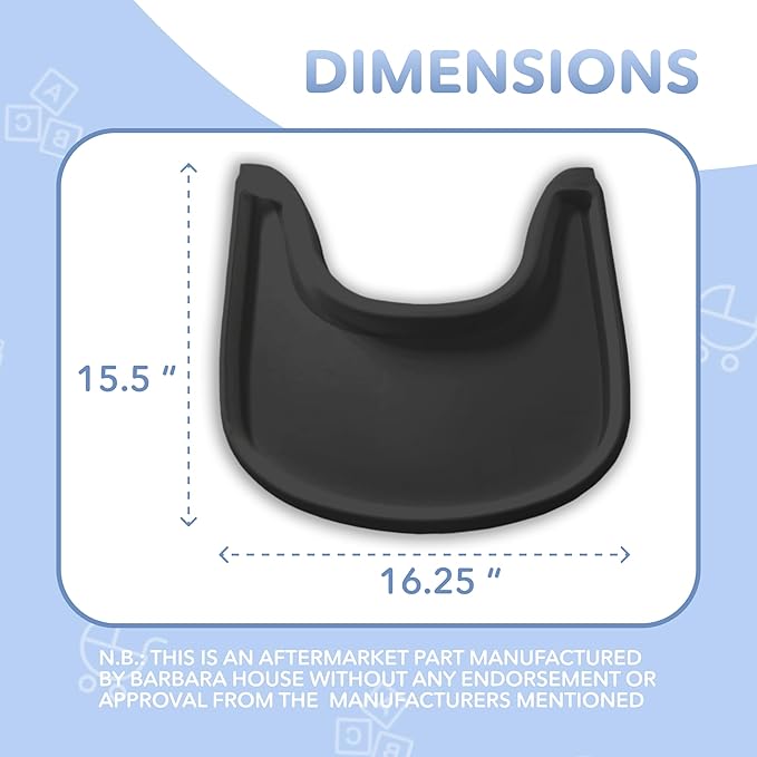 High Chair Tray Compatible with Stokke Tripp Trapp Chair – Matte Black – NO Suction Plate Feature – Ergonomic Curved Design – BPA-Free, Easy to Assemble