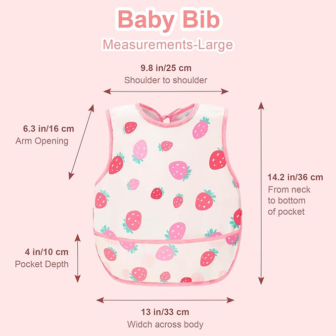 Accmor Waterproof Baby Bibs for Eating, Mess Proof Toddler Feeding Bibs for Girls Boys ﻿