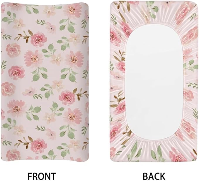Rose Changing Table Cover Lightweight Table Sheets Breathable Changing Pad Cover Infant/Toddler Stretchy Waterproof Diaper Changing Cover