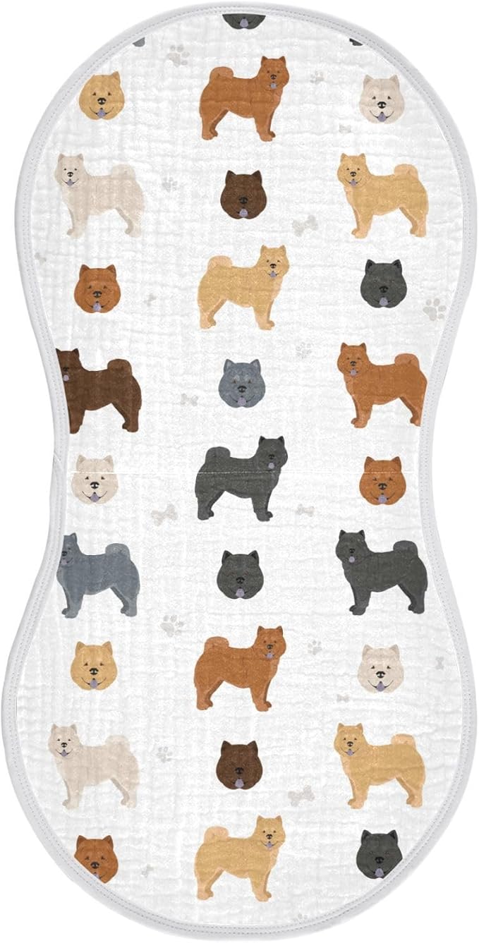 vvfelixl Muslin Burp Cloths Different Chow Chow Baby Washcloths for Baby Girl Boys 2 Pack