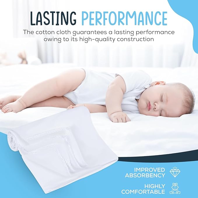 Linteum Textile Supply Birdseye Prefold Cloth Diapers 4-6-4 Ply 14x21 Inches Burp Cloth 100% Cotton Diapers for Babies Unisex No Shrinkage Washable Reusable Diaper (White) 12 Pack
