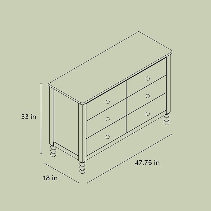 Storkcraft Rio 6 Drawer Dresser (Frosted Oat) – GREENGUARD Gold Certified, Wood Dresser for Bedroom, Kids & Nursery Storage Chest, Safety Interlocking Drawers, Pre-Installed Tracks, Kids Chest