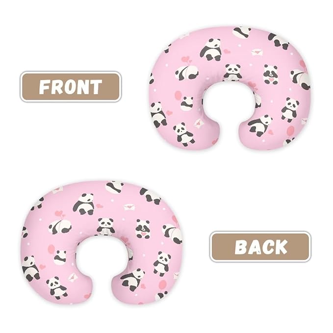Nursing Pillow Cover Panda Pink Stretchy Removable Cover for Breastfeeding Pillows, Ultra Soft Comfortable Slipcover Ultra Soft Snug Fits On Infant Nursing Pillow