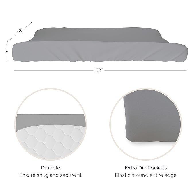 Natemia Organic Cotton Changing Pad Cover (16x32) – Silky Soft Fitted Baby Changing Pad Cover, for Changing Tables, Contoured Pads, Cradle & Bassinet, Neutral Nursery Essential for Boys & Girls