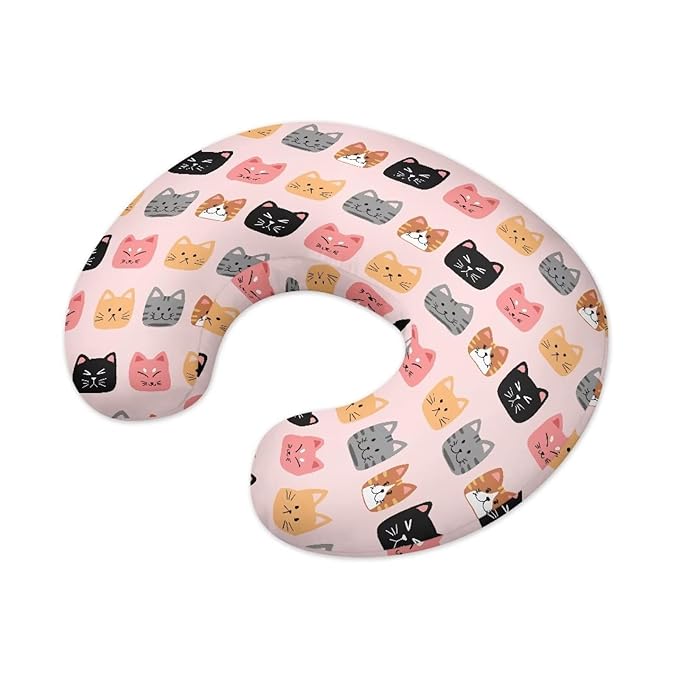 Multi Cartoon Cat Nursing Pillow Cover for Baby Boy Girl Breastfeeding Slipcover Infant Newborn Nursery Bottle Pillowcase Breathable and Washable Xmas Decoration