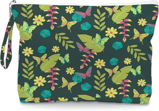 Wet Dry Bag, Wet Bag for Swimsuit, Diaper Sunscreen Large Zipper Pouch Waterproof Pouch, Beach Bags for Women, Gifts for Ladies Girls Friends Colleagues and Sisters, Floral and Butterfly Patterns
