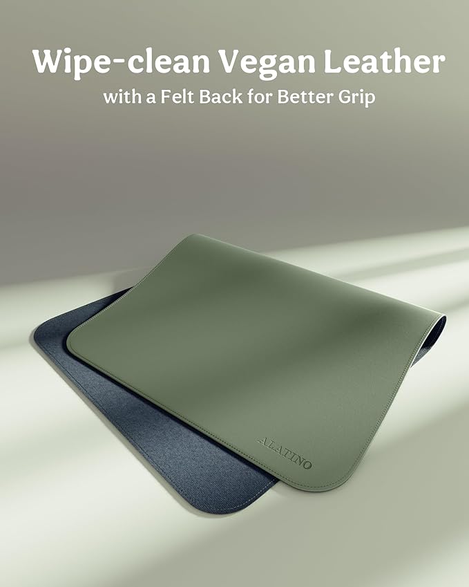 2 Pack Vegan Leather Baby Changing Mat, Large 30" x 17" Waterproof Foldable Diaper Mat, Wipe-Clean Portable Changing Pad for Travel, Home & Diaper Bag, Baby Gift for New Moms(Beige&Dark OliveGreen)