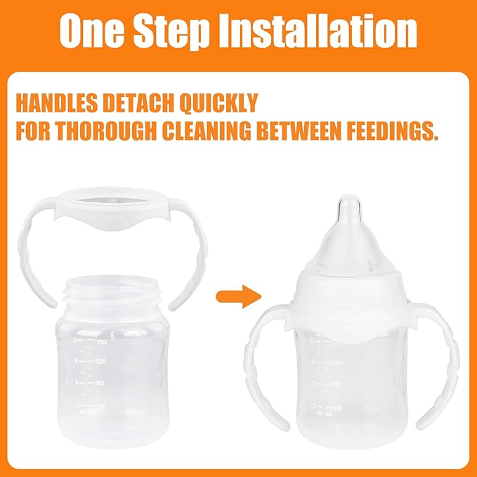 6 Pack Baby Bottle Handles for Evenflo Wide Neck 5oz & 9oz Baby Bottle, Ergonomic Non Slip Grip Easy Changing BPA Free Replacement Holder for Newborn Bottles