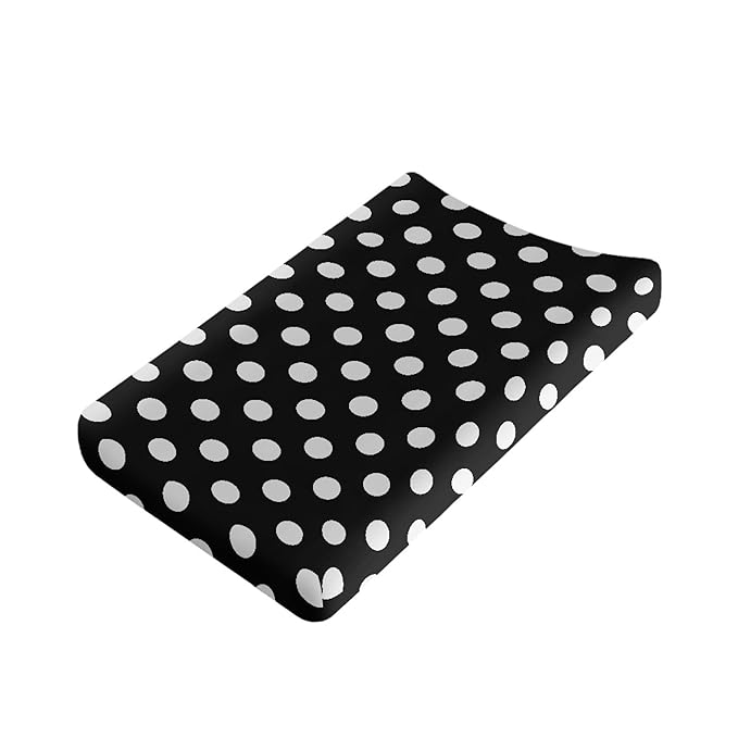 Black and White Dots Changing Pad Cover for Baby Girls Boys Cartoon Breathable Diaper Change Table Sheet Soft Stretchy Cute Change Table Mat Cover Fit 32x16