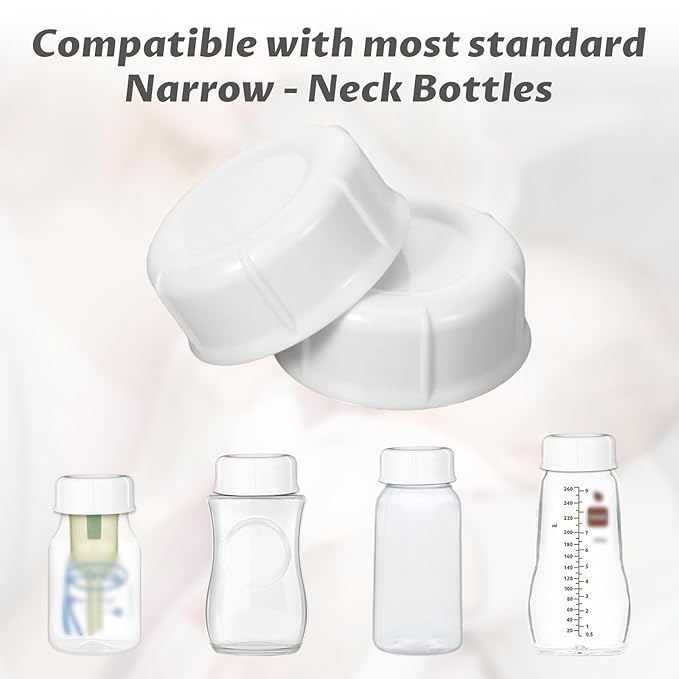 10Pcs Narrow Bottle Caps Compatible with Dr Brown's, for Medela, for Ameda, Storage Travel Caps Replacement for Dr Brown, Leak Proof Lids with Sealing Gasket, Fits Narrow Neck Bottles(White)
