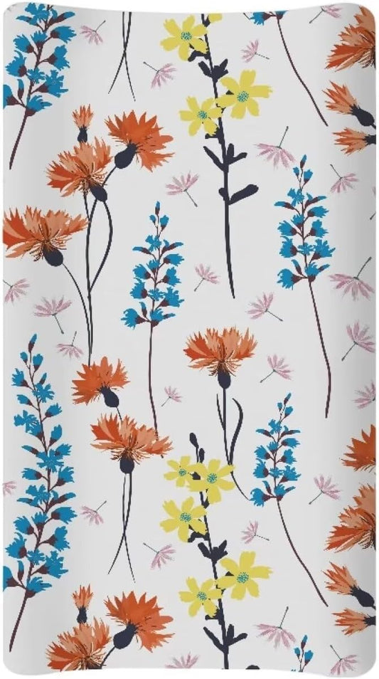 Flowers Changing Table Cover for Boys Girls Soft Baby Changing Pad Cover Breathable Table Sheets Washable Lightweight Diaper Changing Cover
