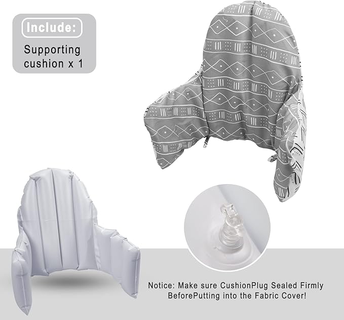 High Chair Cushion, New Type High Chair Cover Pad/pad for High Chair,highchair Cushion for IKEA Antilop Highchair,Built-in Inflatable Cushion,Baby Sitting More Comfortable (Check Stripe)