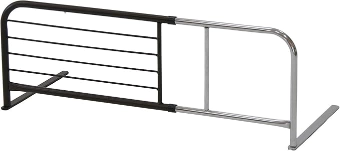 Fuji Boeki 15570 Bed Guard, Bed Fence, Adult, Width 37.4 - 47.2 x Depth 15.7 x Height 14.0 inches (95 - 120 x 40 x 35.5 cm), Brown, Silver, Low Type, Adjustable Width, Extendable, Fall Prevention,