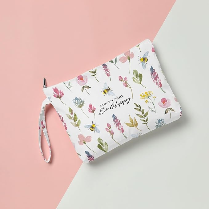 Fokongna Wet Bag Wet Dry Bag Wet Bag For Swimsuit Beach Bag, Don't worry Be Happy Travel Makeup Bag Toiletry Bag Diaper Bag Waterproof Large Capacity for Women Girls Mom Sister Friends Gifts