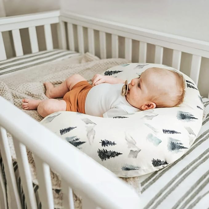 GRSSDER Nursing Pillow Cover Stretchy Minky Removable Nursing Covers for Breastfeeding Pillows, Ultra Soft Comfortable Slipcover for Boys, Wild Forest Pattern