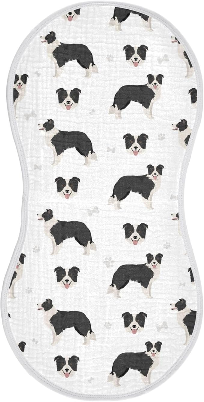 vvfelixl Burp Cloths Border Collie Black for Baby Boy Girls Baby Washcloths Burp Rags 1 Pack
