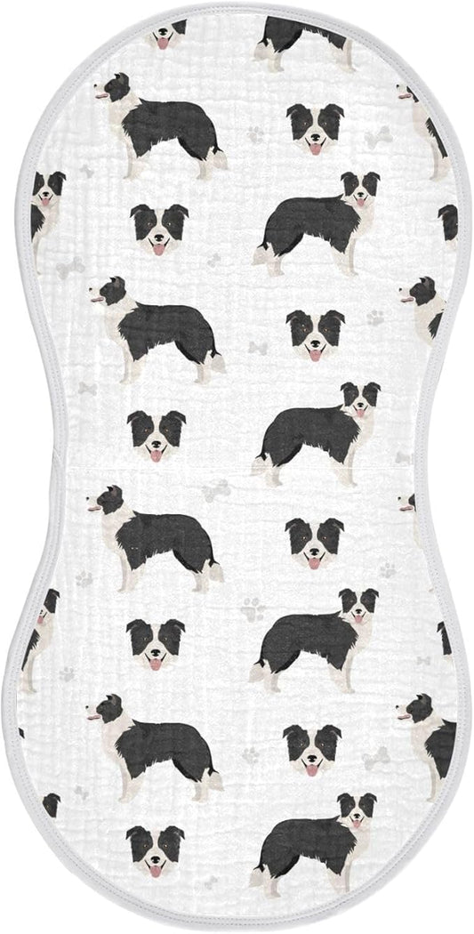 vvfelixl Burp Cloths Border Collie Black for Baby Boy Girls Baby Washcloths Burp Rags 1 Pack