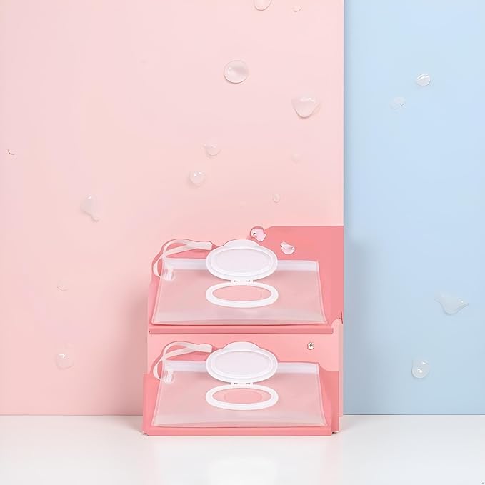 2Pcs White Baby Wipe Case Travel Holder Keeps Wipes Moist Set of Wet Diaper Wipes Holders Cases Portable Travel On The Go Refillable Dispenser Container Waterproof Wipe Container with Sealed Diapering