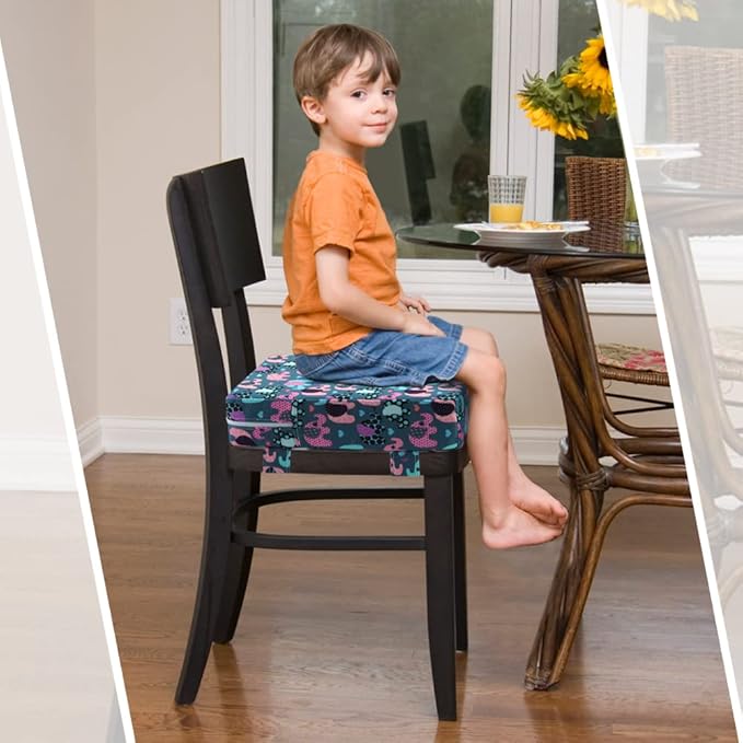 Zicac Portable High Chair Increasing Seat Cushion for Travel Dining Seat Pad for Toddler Kids Baby Infant Washable Thick Chair Seat Pads (Blue Pink)