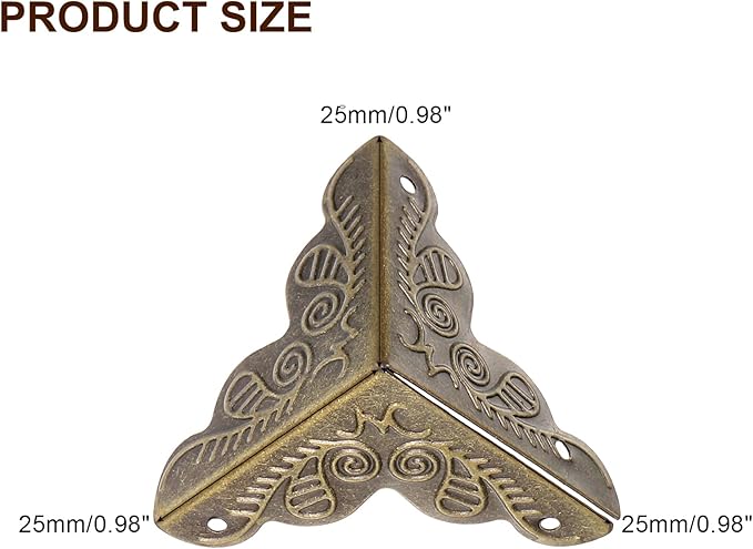 uxcell 20 Pcs Box Edge Guard, 25mm Decorative Box Corner Cover, Corner Protector, Vintage Stair Dust Corners with Screws, Bronze