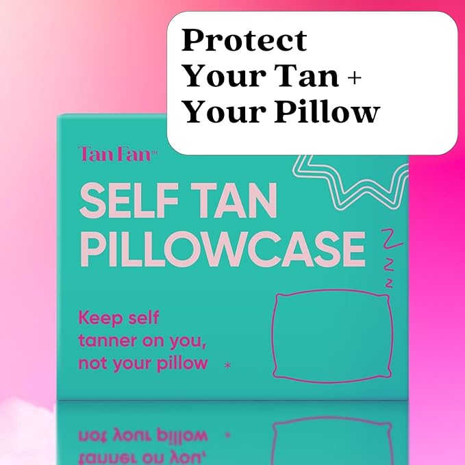 Tan Fan Self Tan Pillowcase - 100% Silky Soft Satin Pillow Case To Protect from Self Tanner Stains - Cooling Cover w Envelope Closure - Great For Hair and Skin - Fits Standard Size Pillows - Baby Pink