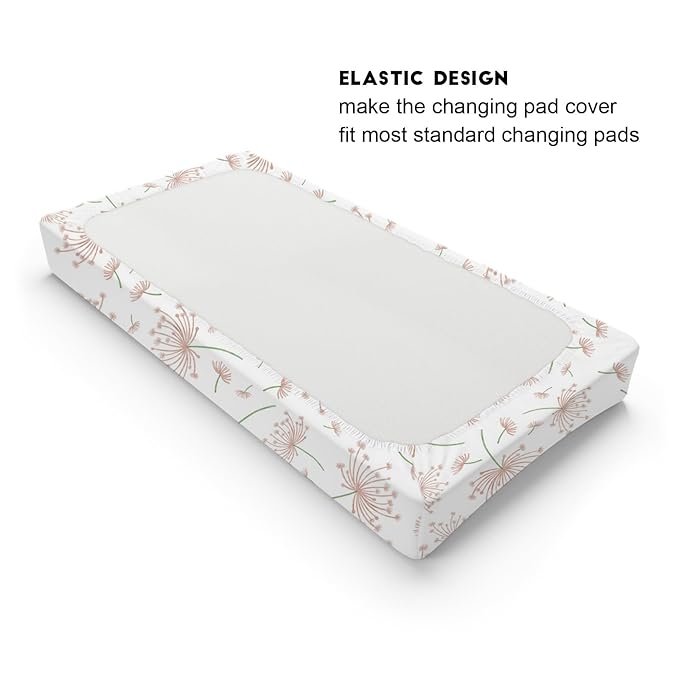 Boho Pink Floral Baby Changing Pad Cover for Boy Girl 32''x16'' Vintage Flowers Unisex Fitted Changing Table Sheets Spring Wild Plants Soft Breathable Nursery Bedding Cradle & Bassinet Sheets