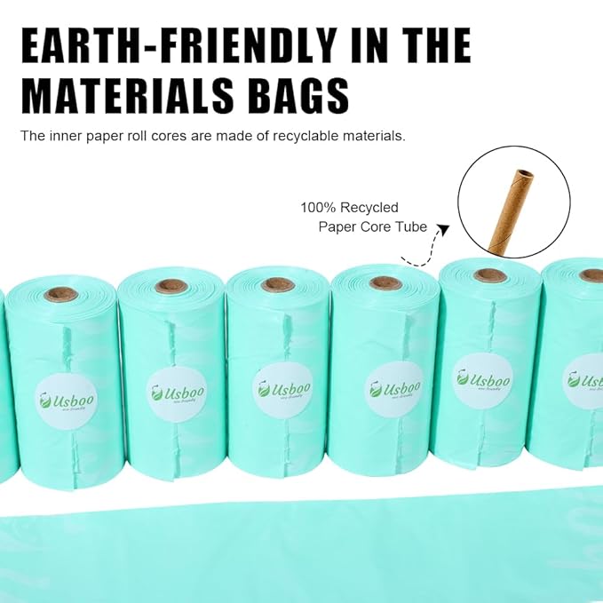 USBOO Diaper Bags Disposable for Baby - Fresh Powder Scent, 8 Refill Rolls (120 Pack) Diaper Trash Bags with Dispenser, Diaper Bag Accessory