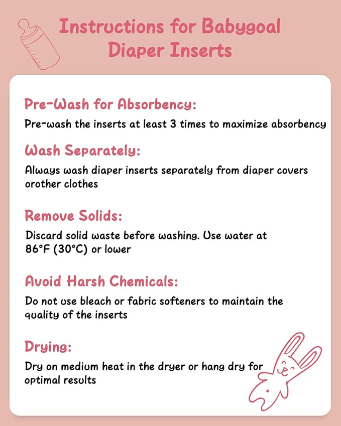 babygoal Reusable Cloth Diaper Inserts 12 Pack, Absorbent & Breathable 3-Layer Microfiber Inserts for babygoal Newborn Cloth Diapers, Small Size