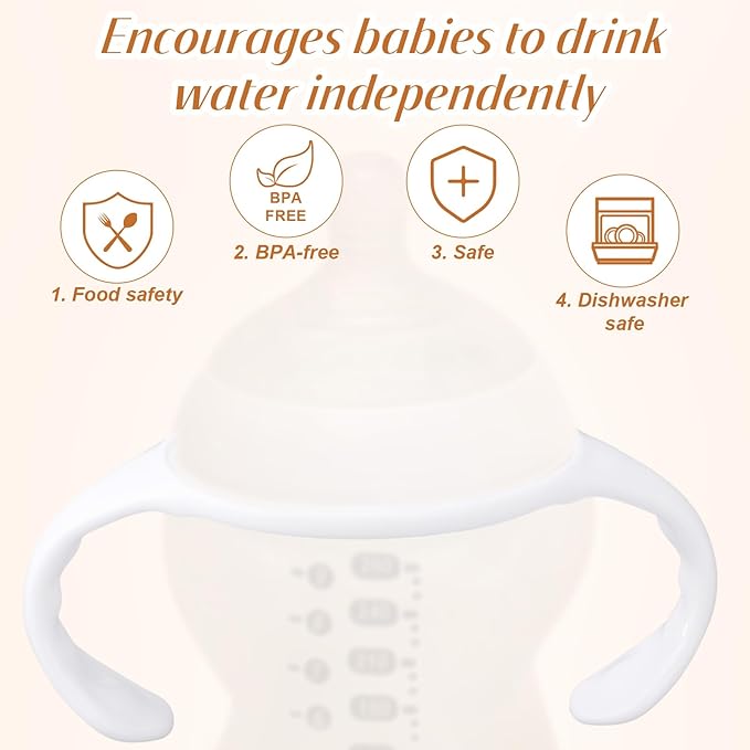 4pcs Baby Bottle Handles for Tommee Tippee, Ergonomic Non-Slip Grip BPA-Free Bottle Holder for Newborn Infant Hands Free Feeding (Blue, White)