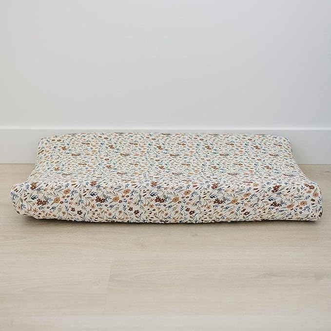 Mebie Baby Changing Pad Cover, Harvest Floral, 100% Muslin Cotton Changing Table Pad Cover for Baby Boy and Girl, Designer Nursery Decor Covers, Diaper Changing Pad Cover for Changing Station